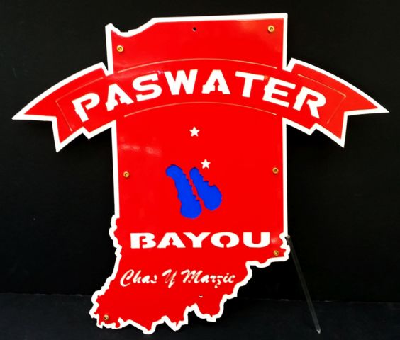 custom outdoor metal sign shape of a state in USA indiana
